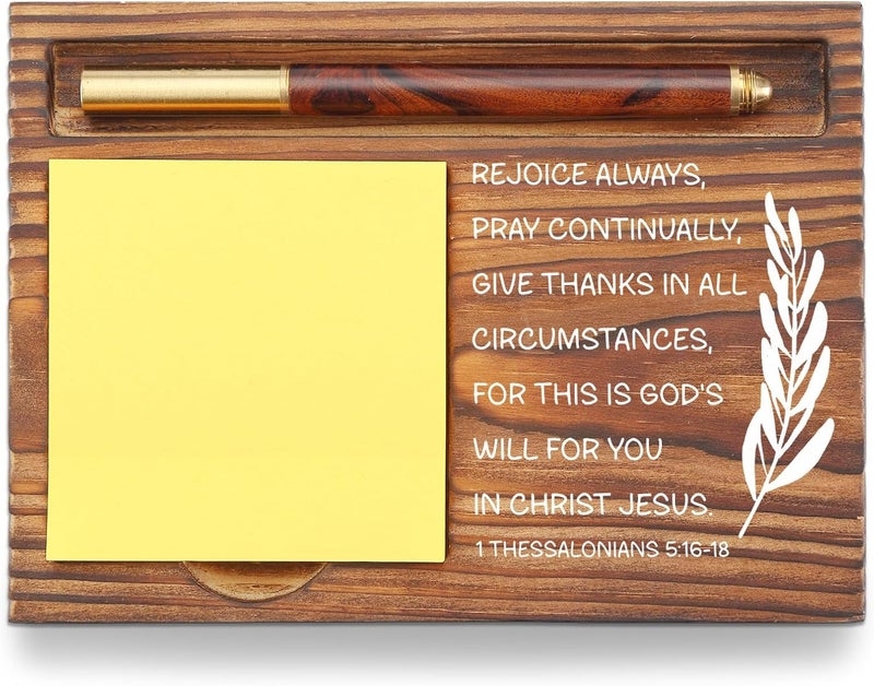 YODOCAMP Christian Desk Organizer, Bible Verse Sticky Note Holder, 1 Thessalonians 5:16-18 Rejoice Always, Religious Gifts for Christians, Pastors, Church Leaders, Believers TZP105 - Image 1